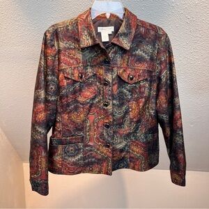 NWOT COLDWATER CREEK Tapestry Insprired Print button Up Jacket. Size MP